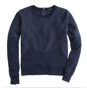 J. Crew Pieced Pinstripe Navy Sweatshirt Sz Small